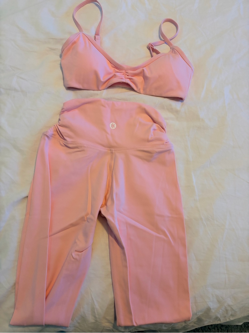 Astoria Activewear Peach Pink Athletic Set - Sports Bra & High-Waist Leggings